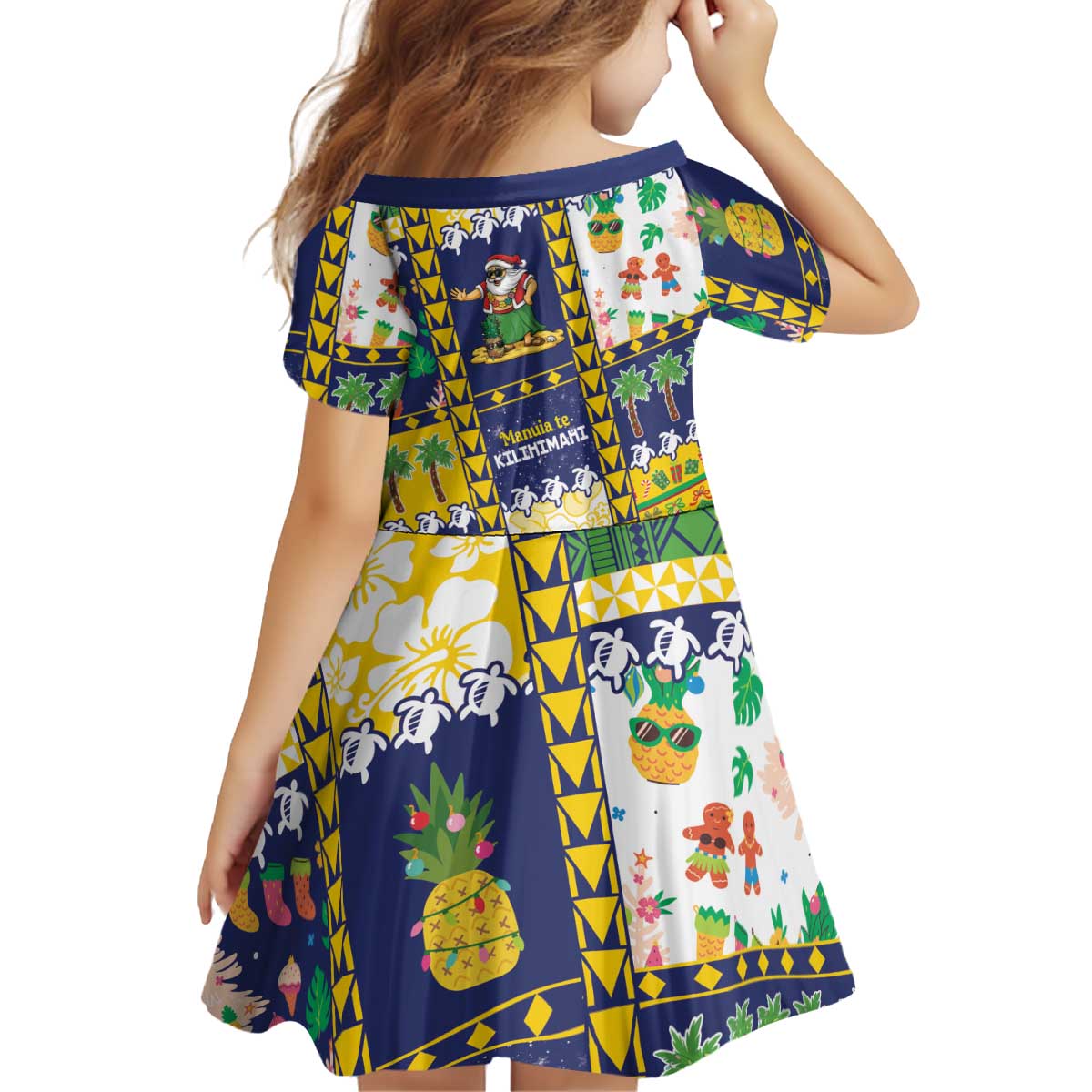 Tokelau Christmas Kid Short Sleeve Dress Festive Beach Vibes - Polynesian Pride