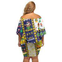 Tokelau Christmas Off Shoulder Short Dress Festive Beach Vibes LT05 - Polynesian Pride