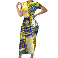 Tokelau Christmas Short Sleeve Bodycon Dress Festive Beach Vibes - Polynesian Pride