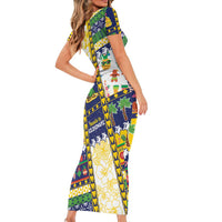 Tokelau Christmas Short Sleeve Bodycon Dress Festive Beach Vibes - Polynesian Pride