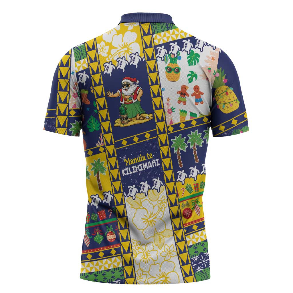 Tokelau Christmas Zipper Polo Shirt Festive Beach Vibes - Polynesian Pride