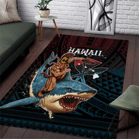 Hawaii Ikaika Area Rug Hawaiian Mythic Koa Tribal Warrior LT05 Black - Polynesian Pride