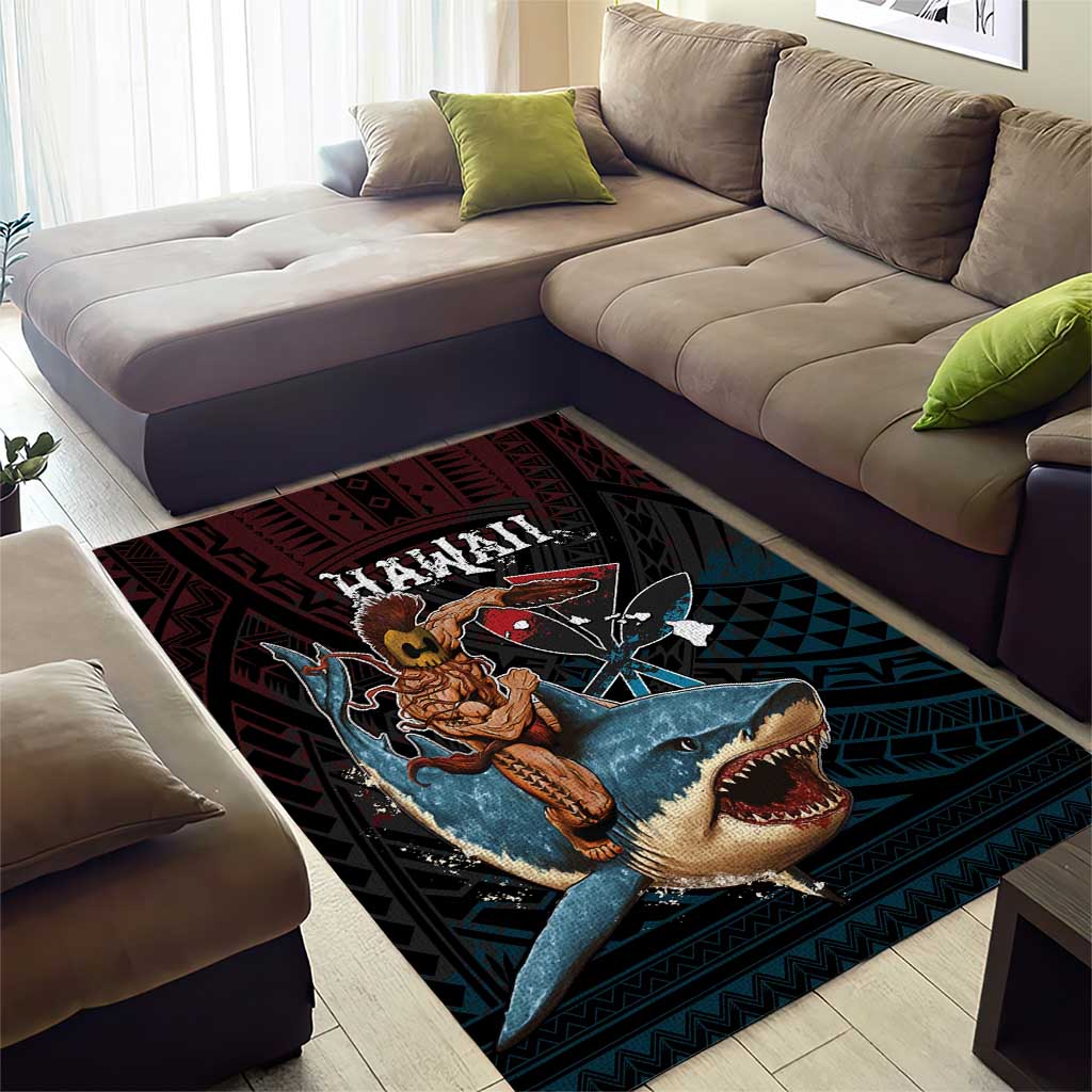 Hawaii Ikaika Area Rug Hawaiian Mythic Koa Tribal Warrior LT05 - Polynesian Pride