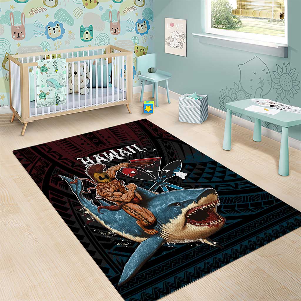 Hawaii Ikaika Area Rug Hawaiian Mythic Koa Tribal Warrior LT05 - Polynesian Pride