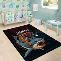 Hawaii Ikaika Area Rug Hawaiian Mythic Koa Tribal Warrior LT05 - Polynesian Pride