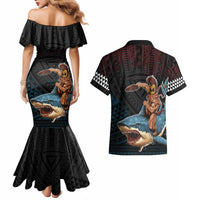 Hawaii Ikaika Couples Matching Mermaid Dress and Hawaiian Shirt Hawaiian Mythic Koa Tribal Warrior LT05 - Polynesian Pride