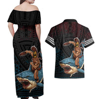 Hawaii Ikaika Couples Matching Off Shoulder Maxi Dress and Hawaiian Shirt Hawaiian Mythic Koa Tribal Warrior LT05 - Polynesian Pride