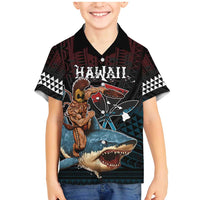 Hawaii Ikaika Family Matching Mermaid Dress and Hawaiian Shirt Hawaiian Mythic Koa Tribal Warrior LT05 Son's Shirt Black - Polynesian Pride