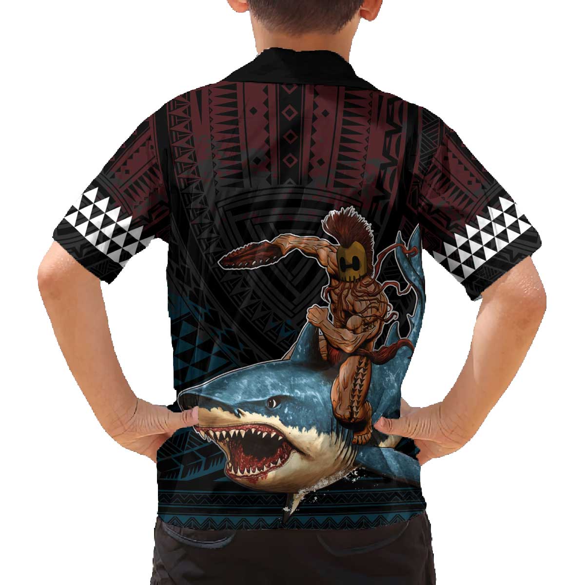 Hawaii Ikaika Family Matching Off The Shoulder Long Sleeve Dress and Hawaiian Shirt Hawaiian Mythic Koa Tribal Warrior LT05 - Polynesian Pride