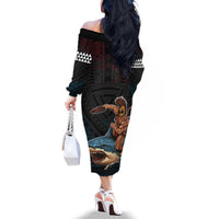 Hawaii Ikaika Family Matching Off The Shoulder Long Sleeve Dress and Hawaiian Shirt Hawaiian Mythic Koa Tribal Warrior LT05 - Polynesian Pride
