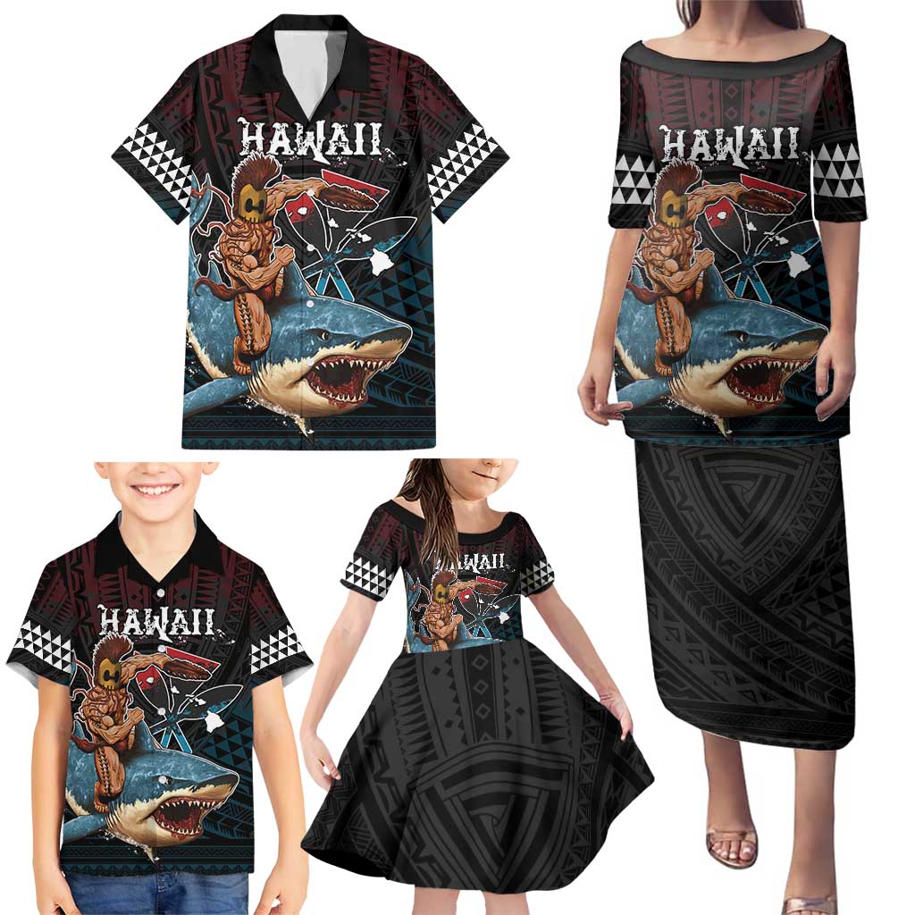 Hawaii Ikaika Family Matching Puletasi and Hawaiian Shirt Hawaiian Mythic Koa Tribal Warrior LT05 - Polynesian Pride