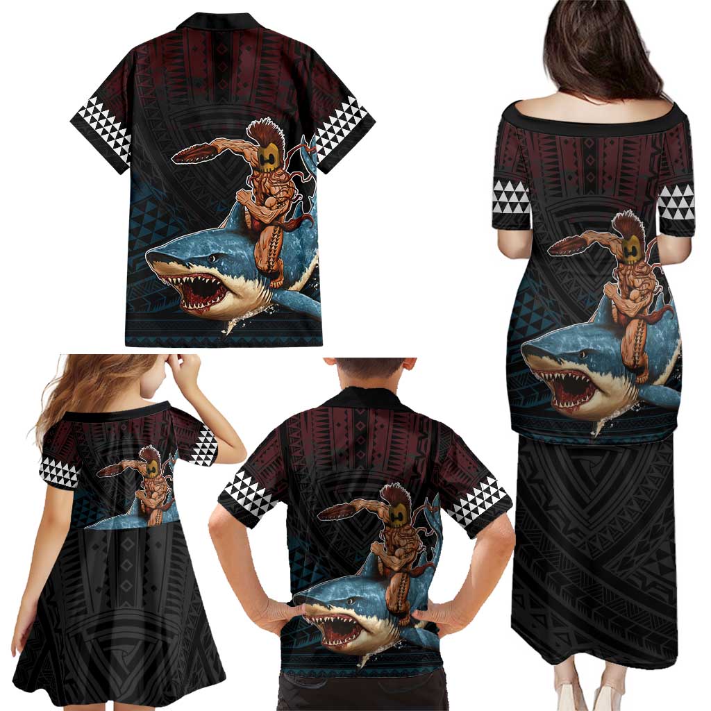 Hawaii Ikaika Family Matching Puletasi and Hawaiian Shirt Hawaiian Mythic Koa Tribal Warrior LT05 - Polynesian Pride