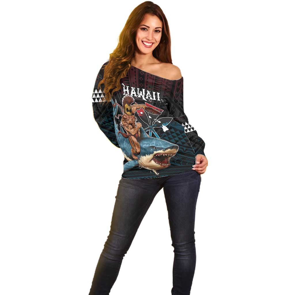 Hawaii Ikaika Off Shoulder Sweater Hawaiian Mythic Koa Tribal Warrior
