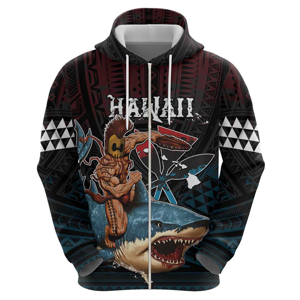 Hawaii Ikaika Zip Hoodie Hawaiian Mythic Koa Tribal Warrior LT05 - Polynesian Pride