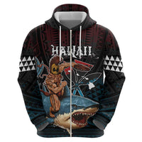 Hawaii Ikaika Zip Hoodie Hawaiian Mythic Koa Tribal Warrior LT05 - Polynesian Pride