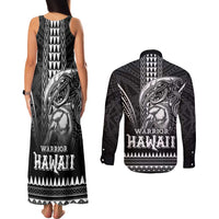 Hawaiian Ikaika Warrior Couples Matching Tank Maxi Dress and Long Sleeve Button Shirt Tribal Pattern