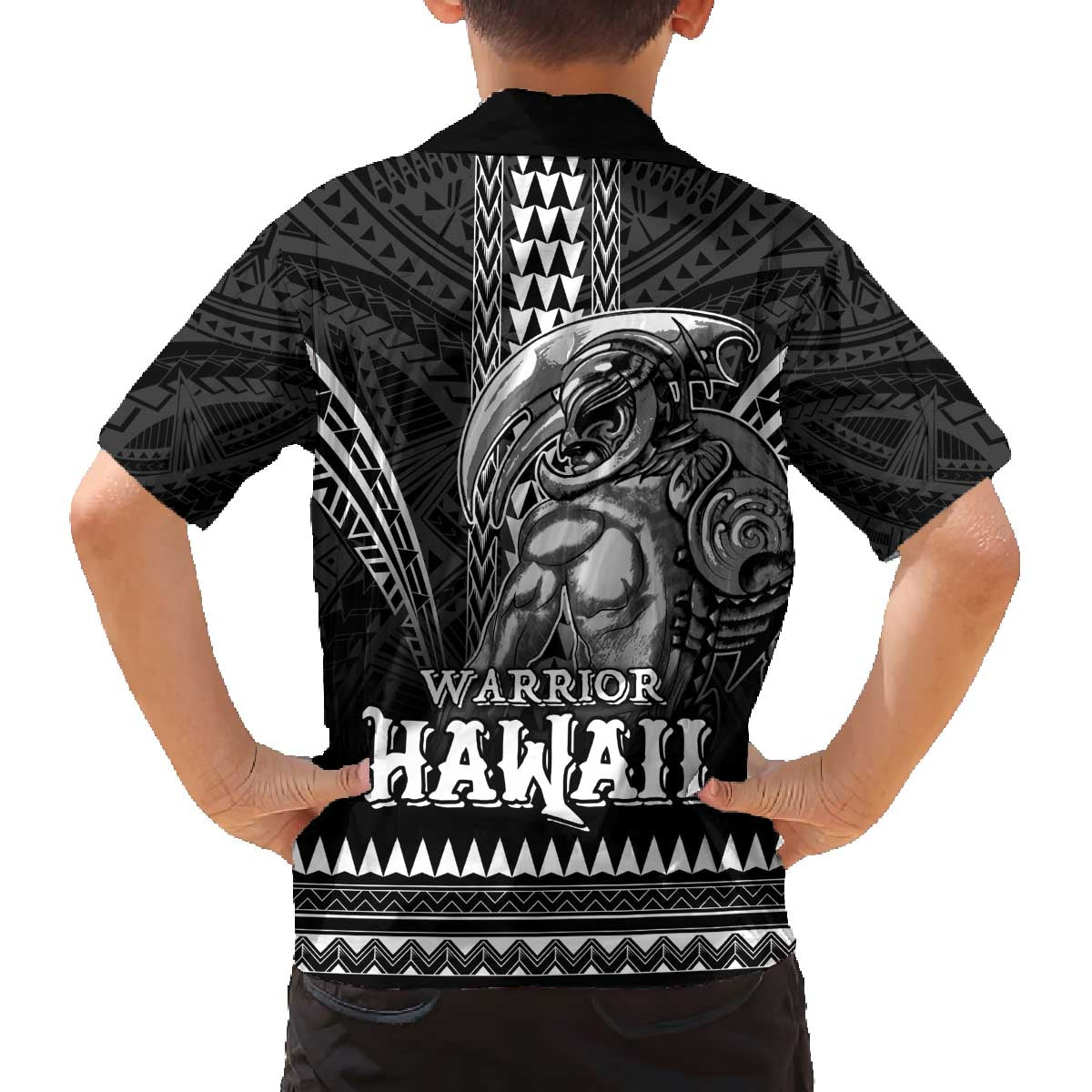 Hawaiian Ikaika Warrior Family Matching Off The Shoulder Long Sleeve Dress and Hawaiian Shirt Tribal Pattern LT05 - Polynesian Pride