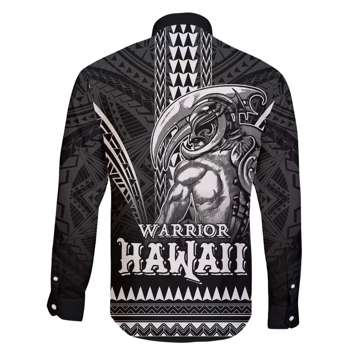 Hawaiian Ikaika Warrior Family Matching Off The Shoulder Long Sleeve Dress and Hawaiian Shirt Tribal Pattern LT05 - Polynesian Pride