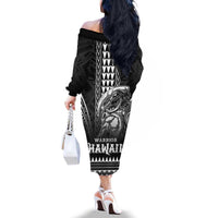 Hawaiian Ikaika Warrior Family Matching Off The Shoulder Long Sleeve Dress and Hawaiian Shirt Tribal Pattern LT05 - Polynesian Pride