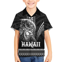 Hawaiian Ikaika Warrior Family Matching Off The Shoulder Long Sleeve Dress and Hawaiian Shirt Tribal Pattern LT05 Son's Shirt Black - Polynesian Pride