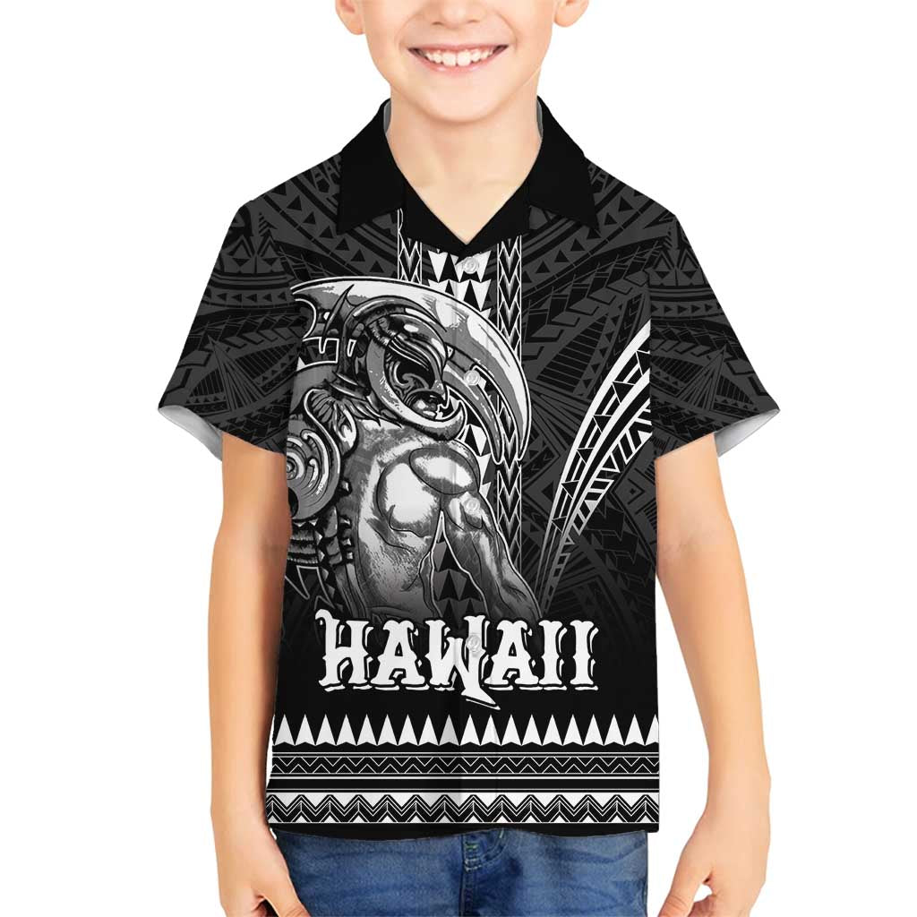 Hawaiian Ikaika Warrior Family Matching Off Shoulder Maxi Dress and Hawaiian Shirt Tribal Pattern LT05 Son's Shirt Black - Polynesian Pride