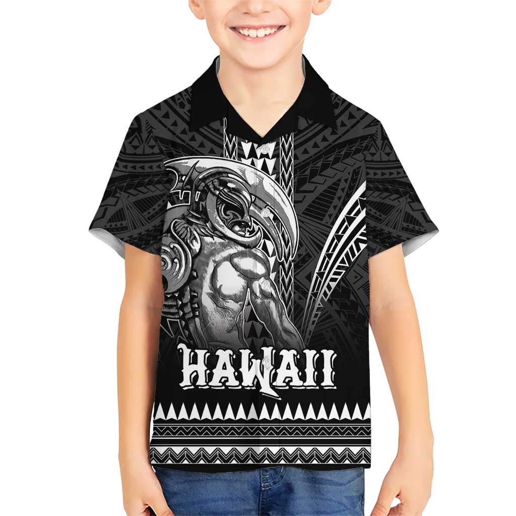 Hawaiian Ikaika Warrior Kid Hawaiian Shirt Tribal Pattern LT05 Kid Black - Polynesian Pride