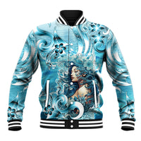 Hawaii Namaka Goddess Of The Sea Baseball Jacket Polynesian Style LT05 Unisex Turquoise - Polynesian Pride