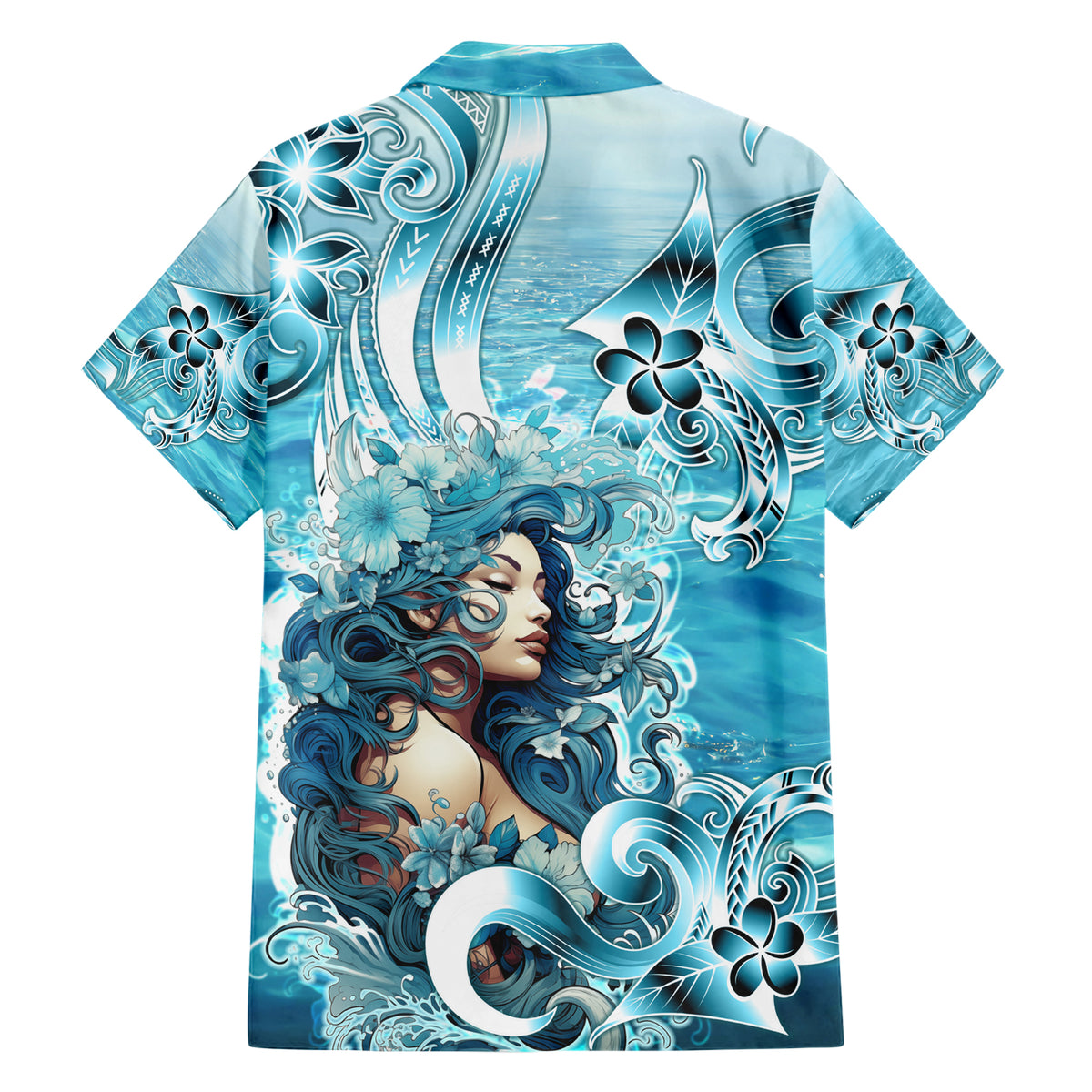 Hawaii Namaka Goddess Of The Sea Family Matching Short Sleeve Bodycon Dress and Hawaiian Shirt Polynesian Style LT05 - Polynesian Pride