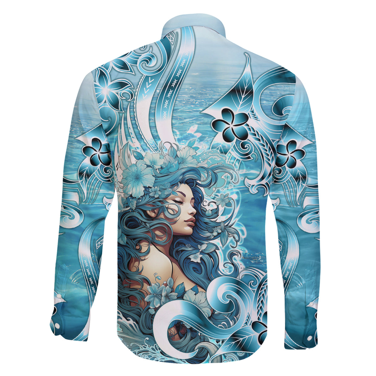 Hawaii Namaka Goddess Of The Sea Family Matching Summer Maxi Dress and Hawaiian Shirt Polynesian Style LT05 - Polynesian Pride