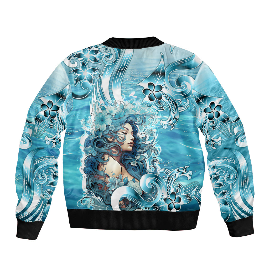 Hawaii Namaka Goddess Of The Sea Sleeve Zip Bomber Jacket Polynesian Style LT05 - Polynesian Pride