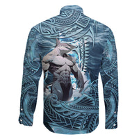 Hawaiian Shark God Kamohoalii Family Matching Long Sleeve Bodycon Dress and Hawaiian Shirt Polynesian Style LT05 - Polynesian Pride
