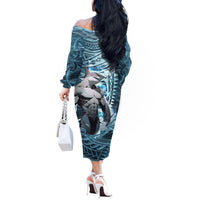 Hawaiian Shark God Kamohoalii Off The Shoulder Long Sleeve Dress Polynesian Style LT05 - Polynesian Pride