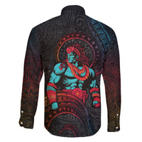 Hawaiian Demigod Maui Family Matching Off Shoulder Short Dress and Hawaiian Shirt Polynesian Mythology LT05 - Polynesian Pride