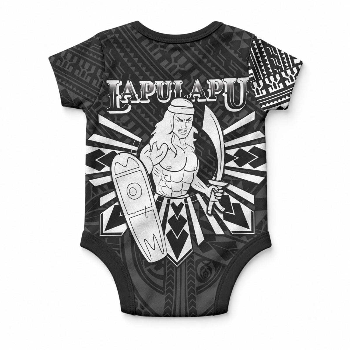 Philippines Tribal Baby Onesie King Lapu Lapu Black Version