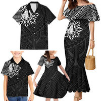 Philippines Tribal Family Matching Mermaid Dress and Hawaiian Shirt King Lapu Lapu Black Version LT05 - Polynesian Pride