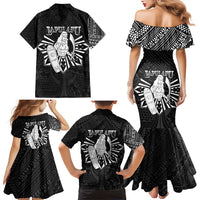 Philippines Tribal Family Matching Mermaid Dress and Hawaiian Shirt King Lapu Lapu Black Version LT05 - Polynesian Pride