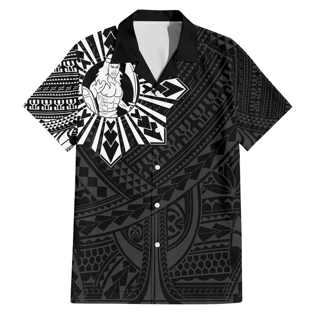 Philippines Tribal Family Matching Mermaid Dress and Hawaiian Shirt King Lapu Lapu Black Version LT05 Dad's Shirt - Short Sleeve Black - Polynesian Pride