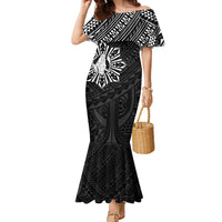 Philippines Tribal Family Matching Mermaid Dress and Hawaiian Shirt King Lapu Lapu Black Version LT05 Mom's Dress Black - Polynesian Pride
