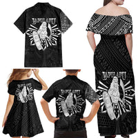Philippines Tribal Family Matching Off Shoulder Maxi Dress and Hawaiian Shirt King Lapu Lapu Black Version LT05 - Polynesian Pride