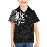 Philippines Tribal Family Matching Off Shoulder Maxi Dress and Hawaiian Shirt King Lapu Lapu Black Version LT05 Son's Shirt Black - Polynesian Pride