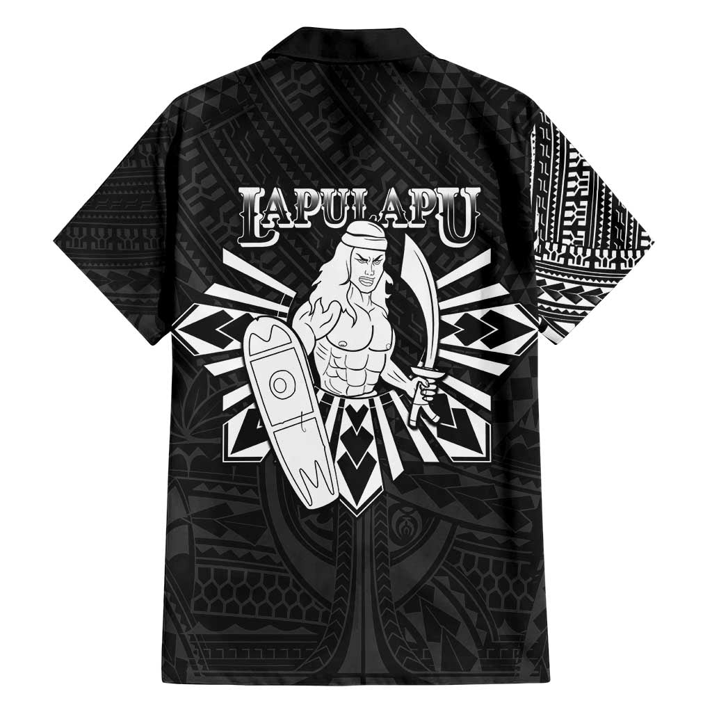 Philippines Tribal Family Matching Off Shoulder Short Dress and Hawaiian Shirt King Lapu Lapu Black Version LT05 - Polynesian Pride