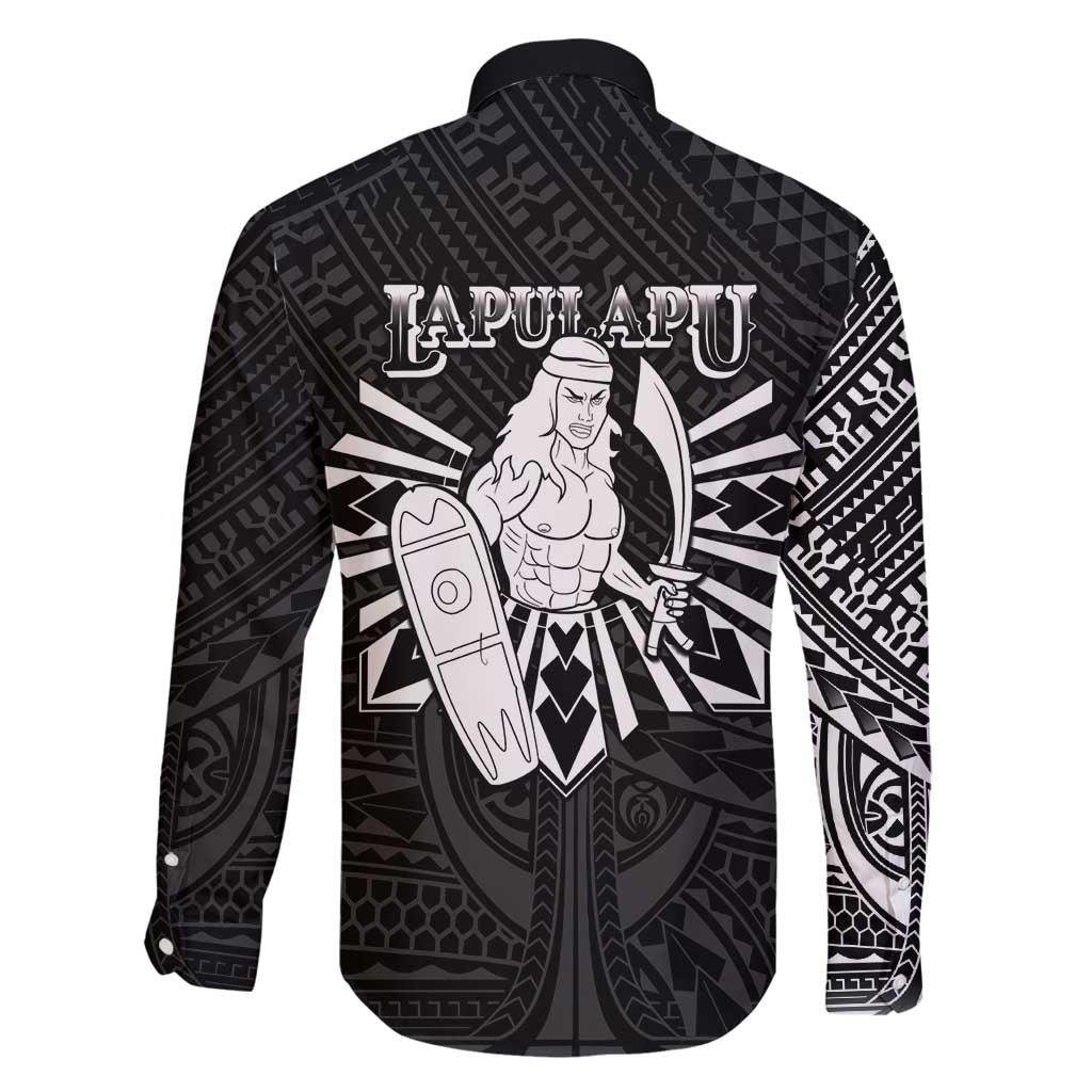 Philippines Tribal Family Matching Off Shoulder Short Dress and Hawaiian Shirt King Lapu Lapu Black Version LT05 - Polynesian Pride