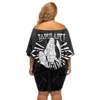 Philippines Tribal Family Matching Off Shoulder Short Dress and Hawaiian Shirt King Lapu Lapu Black Version LT05 - Polynesian Pride