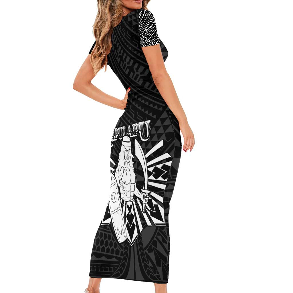 Philippines Tribal Family Matching Short Sleeve Bodycon Dress and Hawaiian Shirt King Lapu Lapu Black Version LT05 - Polynesian Pride