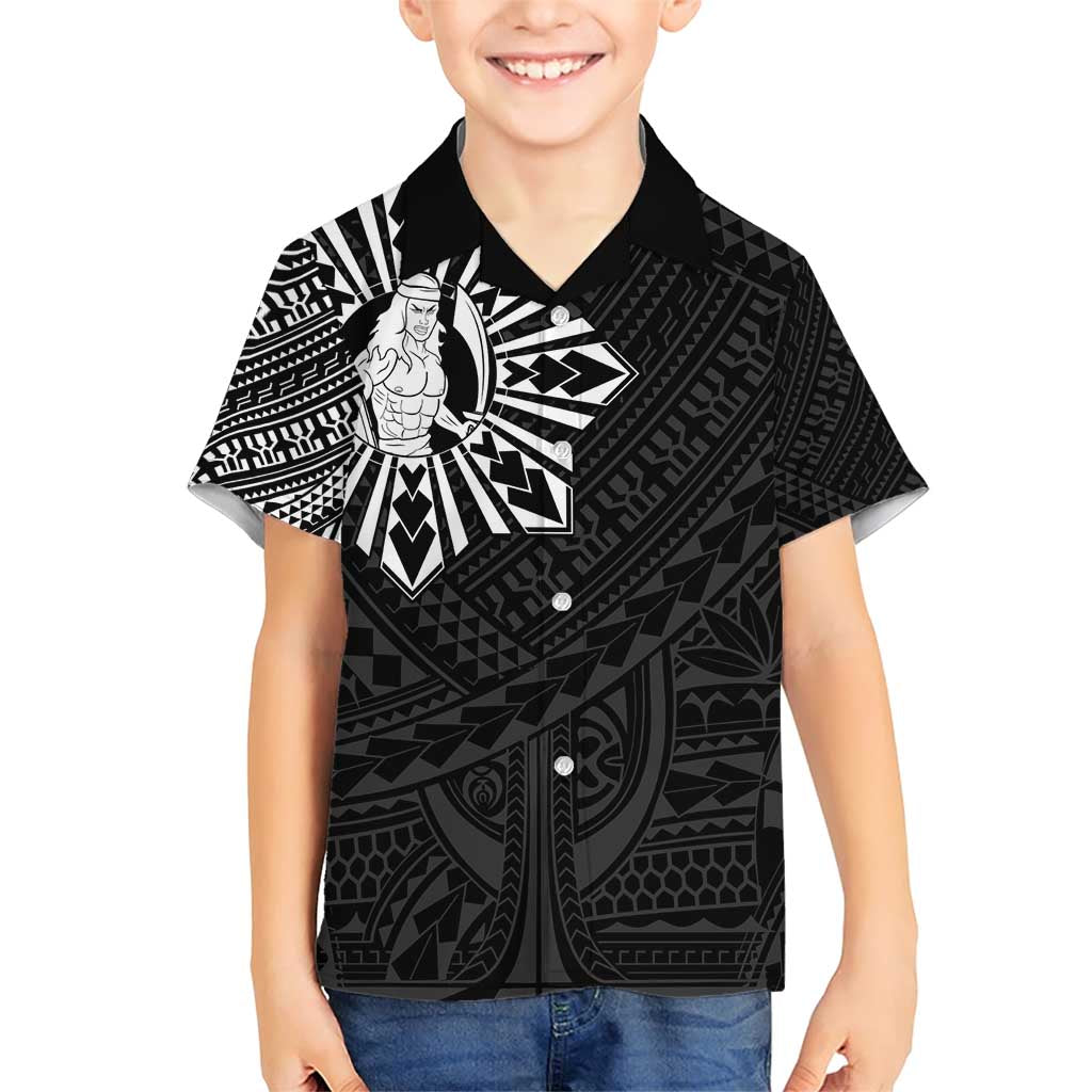 Philippines Tribal Family Matching Short Sleeve Bodycon Dress and Hawaiian Shirt King Lapu Lapu Black Version LT05 Son's Shirt Black - Polynesian Pride