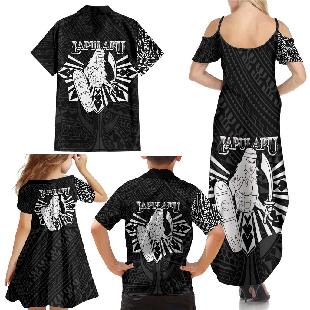 Philippines Tribal Family Matching Summer Maxi Dress and Hawaiian Shirt King Lapu Lapu Black Version LT05 - Polynesian Pride