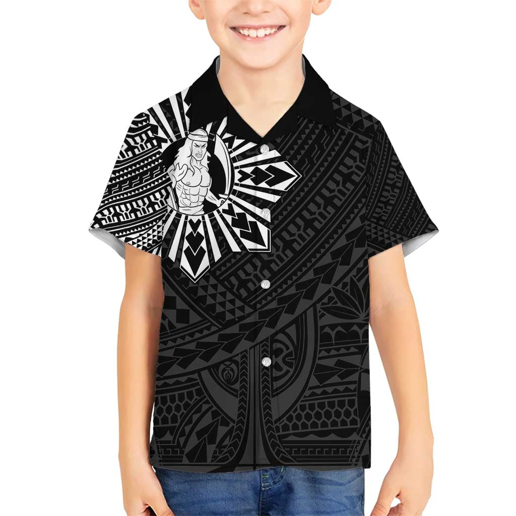 Philippines Tribal Family Matching Summer Maxi Dress and Hawaiian Shirt King Lapu Lapu Black Version LT05 Son's Shirt Black - Polynesian Pride