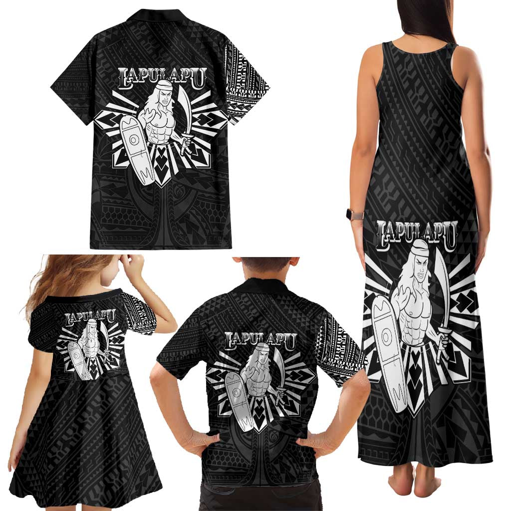 Philippines Tribal Family Matching Tank Maxi Dress and Hawaiian Shirt King Lapu Lapu Black Version LT05 - Polynesian Pride