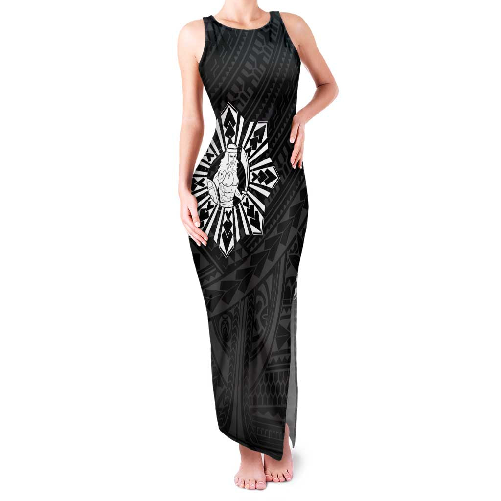 Philippines Tribal Family Matching Tank Maxi Dress and Hawaiian Shirt King Lapu Lapu Black Version LT05 Mom's Dress Black - Polynesian Pride