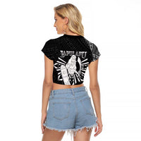 Philippines Tribal Raglan Cropped T Shirt King Lapu Lapu Black Version